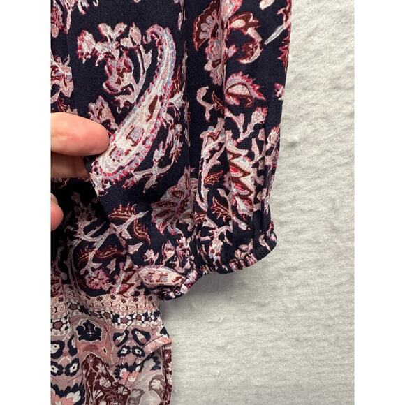 Knox Rose Beautiful Blue Purple Button Up Tunic Size XS Oversized Ruched - Picture 3 of 9